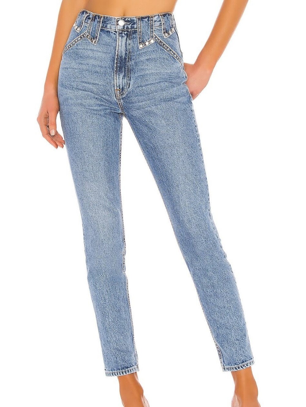 GRLFRND Izabel Studded Jeans High Rise Skinny 27 Festival Revolve